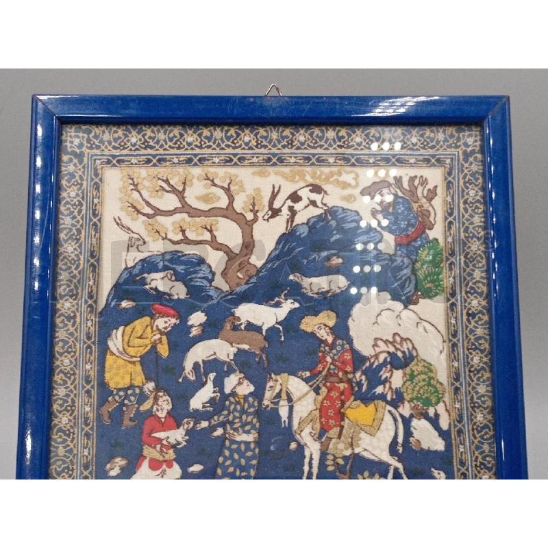QUADRETTO VECCHIO S/STOFFA PERSIAN ART CAVALIERE LATO DX  | Mercatino dell'Usato Moncalieri bengasi 2