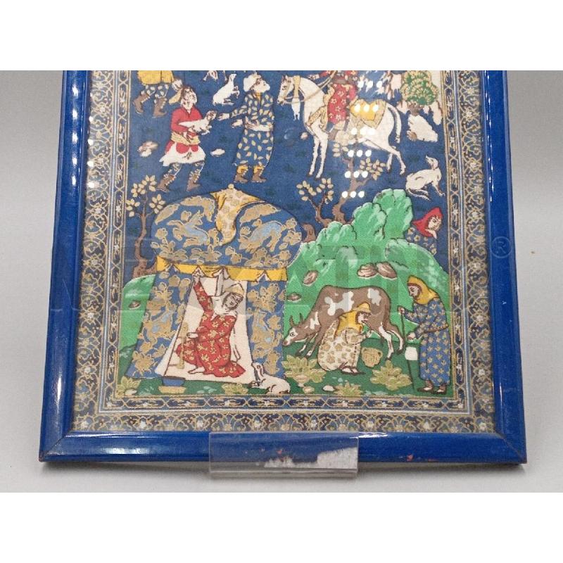 QUADRETTO VECCHIO S/STOFFA PERSIAN ART CAVALIERE LATO DX  | Mercatino dell'Usato Moncalieri bengasi 3