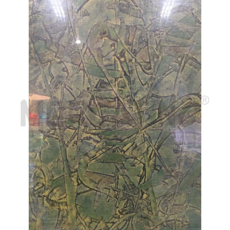 QUADRO ARTISTA MARONETTO THEO FIGURE ASTRATTE VERDI E GIALLE  | Mercatino dell'Usato Moncalieri bengasi 3