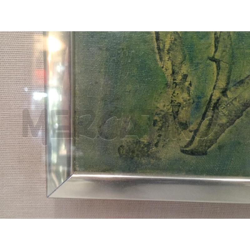 QUADRO ARTISTA MARONETTO THEO FIGURE ASTRATTE VERDI E GIALLE  | Mercatino dell'Usato Moncalieri bengasi 4