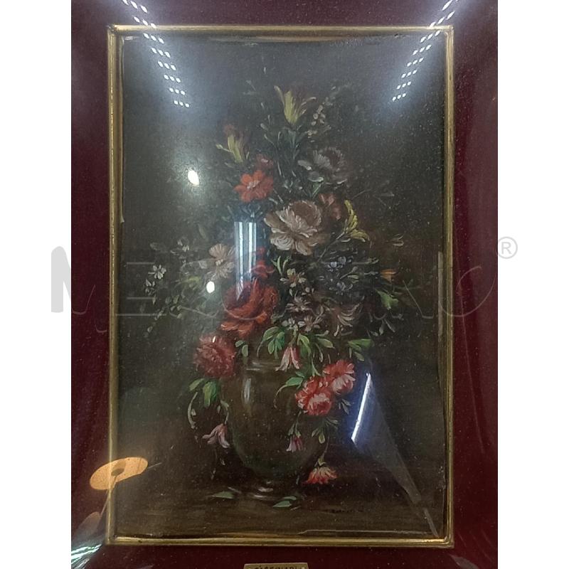 QUADRO DIPINTO S/CARTA ARTISTA TASSINARI RAFFIGURANTE VASO FIORITO CORNICE LAVORATA | Mercatino dell'Usato Moncalieri bengasi 2