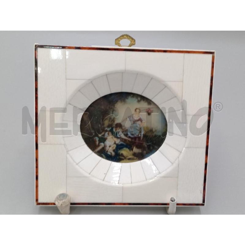 QUADRO MINIATURA DIPINTA A MNAO SCENA FAMIGLIA AL LAGO | Mercatino dell'Usato Moncalieri bengasi 1