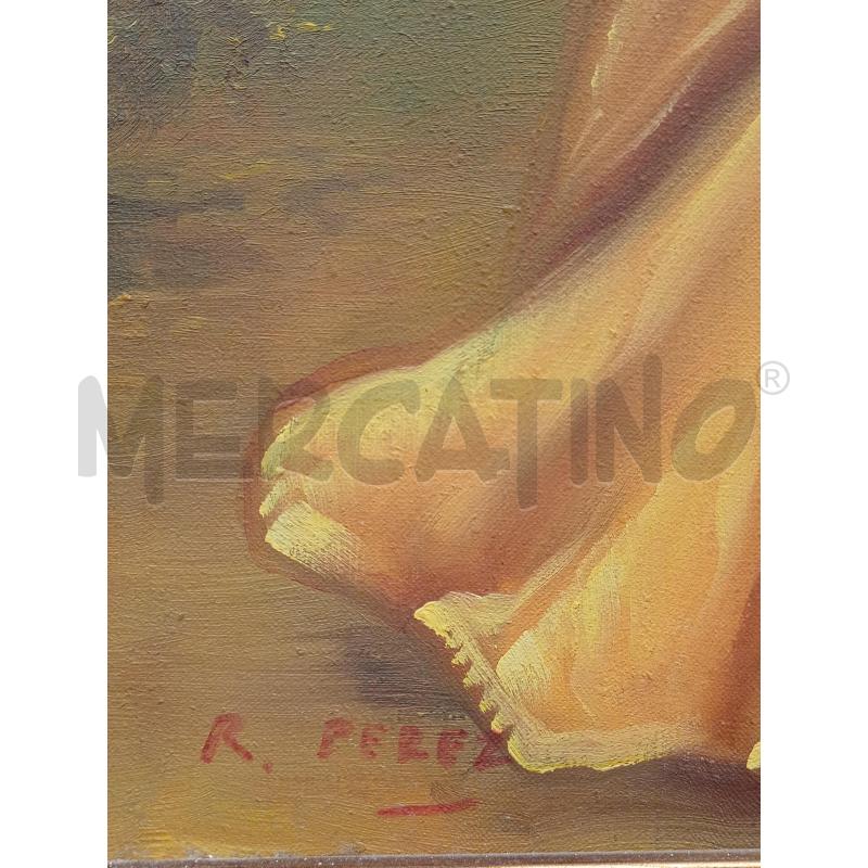QUADRO OLIO SU TELA DAMA A PASSEGGIO | Mercatino dell'Usato Moncalieri bengasi 3