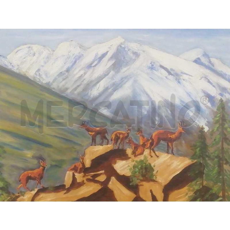 QUADRO STAMBECCHI SULLE ALPI 79 X 96 | Mercatino dell'Usato Moncalieri bengasi 2