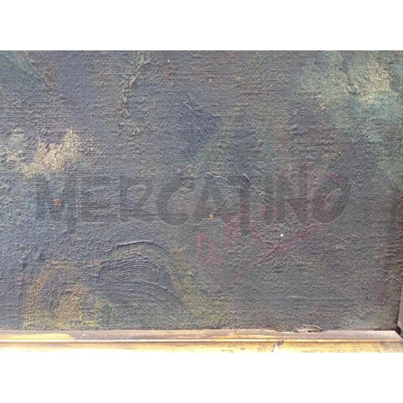QUADRO VECCHIO OLIO SU TELA FIORI VISTA LAGO CORNICE LEGNO  | Mercatino dell'Usato Moncalieri bengasi 4