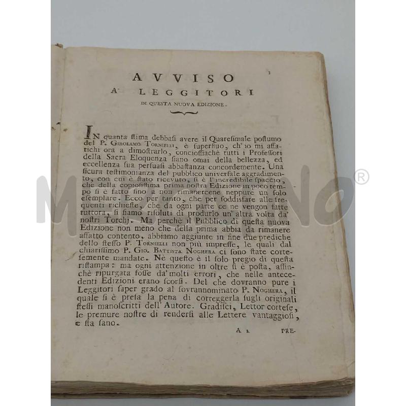QUARESIMALE POSTUMO DEL PADRE GIROLAMO TORNIELLI 1796 BASSANO  | Mercatino dell'Usato Moncalieri bengasi 3