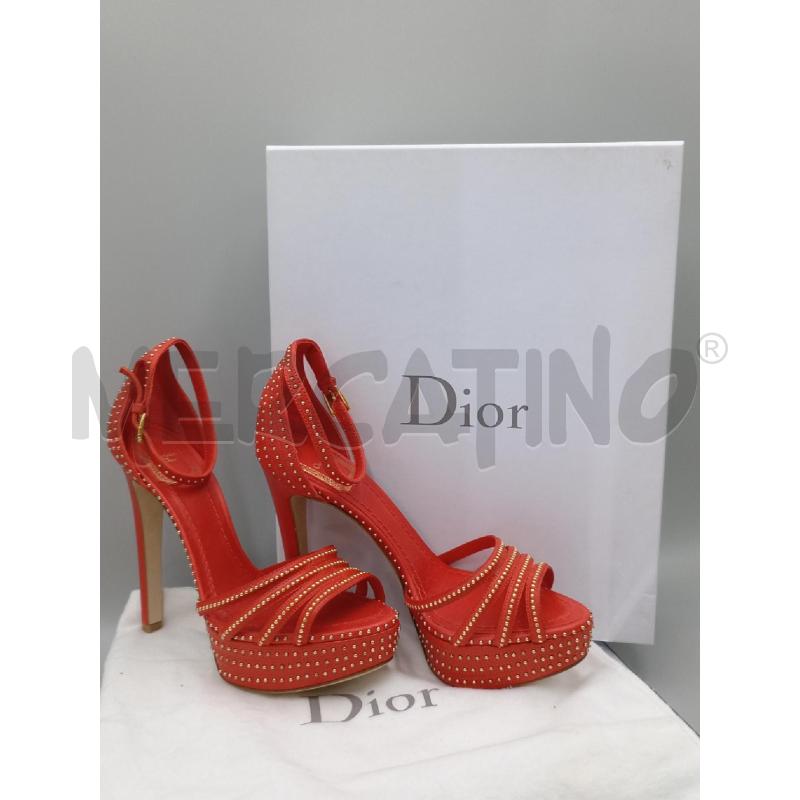 SANDALI DONNA CHRISTIAN DIOR ROSSO CON BORCHIETTE DORATE  | Mercatino dell'Usato Moncalieri bengasi 1