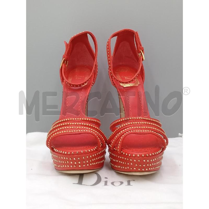 SANDALI DONNA CHRISTIAN DIOR ROSSO CON BORCHIETTE DORATE  | Mercatino dell'Usato Moncalieri bengasi 2