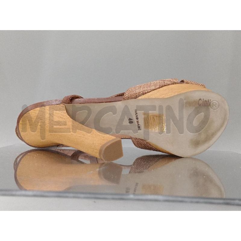 SANDALI DONNA CINTI MARRONI CON TACCO LEGNO | Mercatino dell'Usato Moncalieri bengasi 4