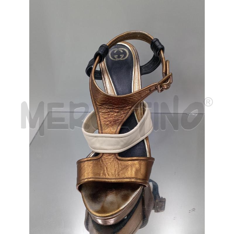SANDALI DONNA GUCCI BRONZATI CON FASCIA CREMA | Mercatino dell'Usato Moncalieri bengasi 4