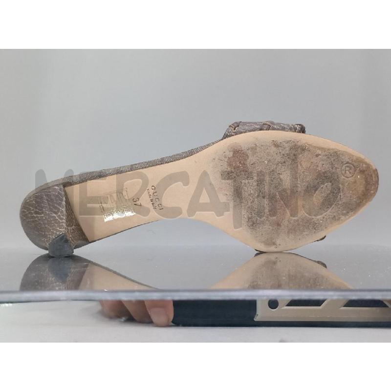 SANDALI DONNA GUCCI MARRONE FASCIA PELLE INTRECCIATA | Mercatino dell'Usato Moncalieri bengasi 4