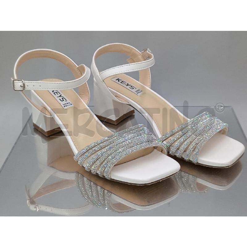 SANDALI DONNA KEYS BIANCHI CON STRASS  | Mercatino dell'Usato Moncalieri bengasi 1