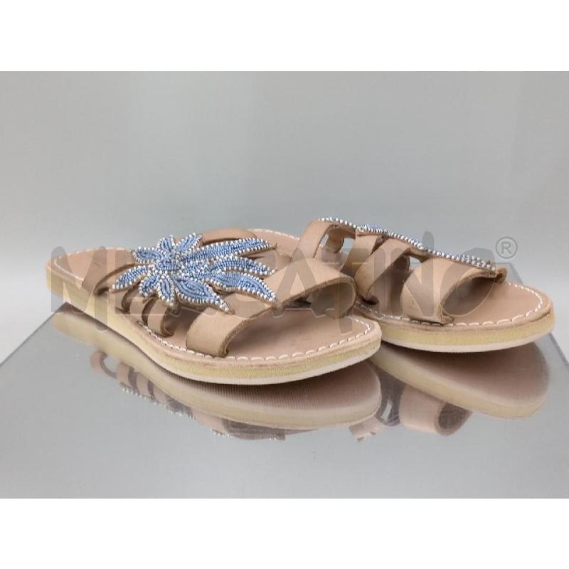 SANDALI DONNA LIDEBACKLONDON PELLE FIORI AZZURRI | Mercatino dell'Usato Moncalieri bengasi 1