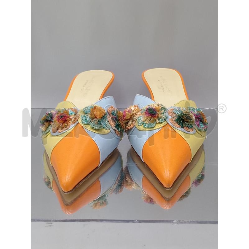 SANDALI DONNA MARIO VALENTINO GIALLI ARANCIONI CON FIORI APPLICATI | Mercatino dell'Usato Moncalieri bengasi 2