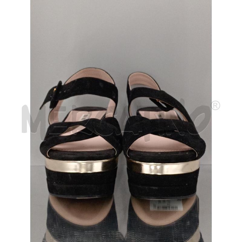 SANDALI DONNA MIU MIU NERO SCAMOSCIATO BORDO DORATO | Mercatino dell'Usato Moncalieri bengasi 2