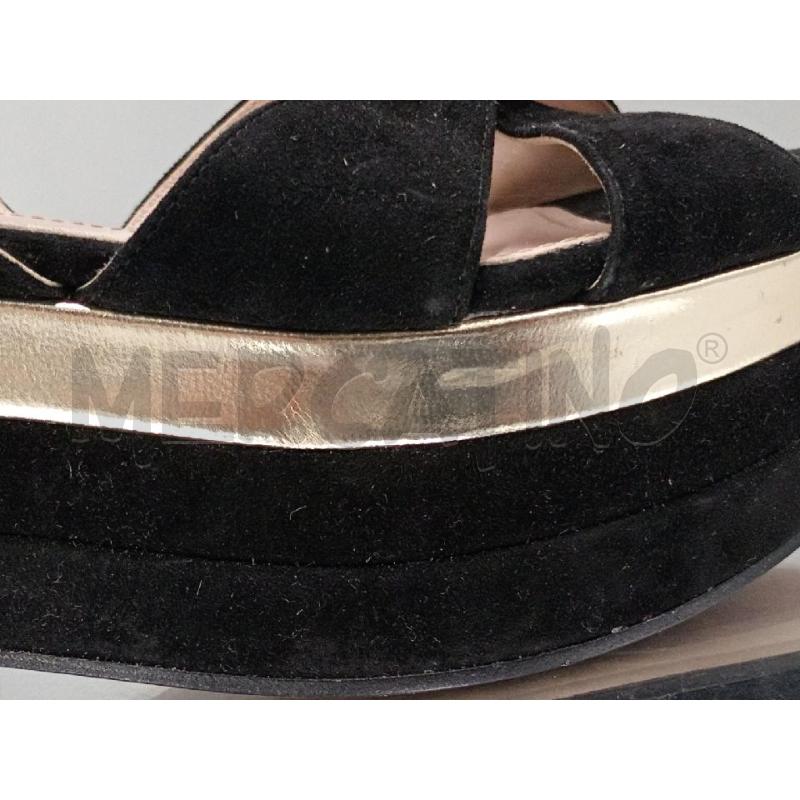 SANDALI DONNA MIU MIU NERO SCAMOSCIATO BORDO DORATO | Mercatino dell'Usato Moncalieri bengasi 4
