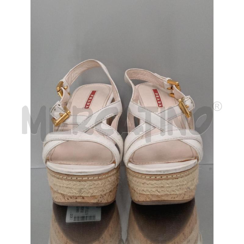 SANDALI DONNA PRADA BIANCO INTRECCIATO ZEPPA | Mercatino dell'Usato Moncalieri bengasi 2