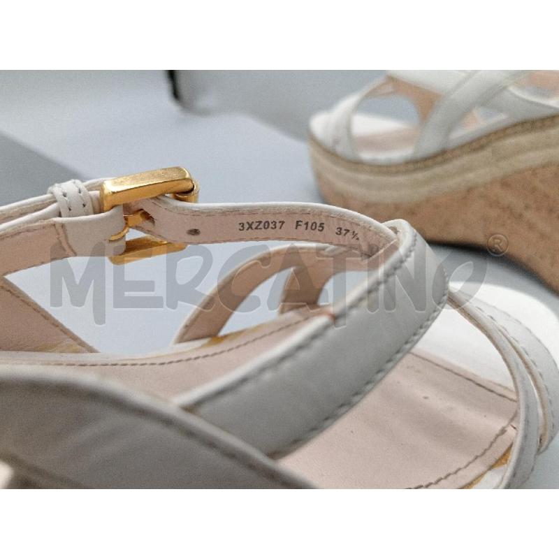 SANDALI DONNA PRADA BIANCO INTRECCIATO ZEPPA | Mercatino dell'Usato Moncalieri bengasi 5