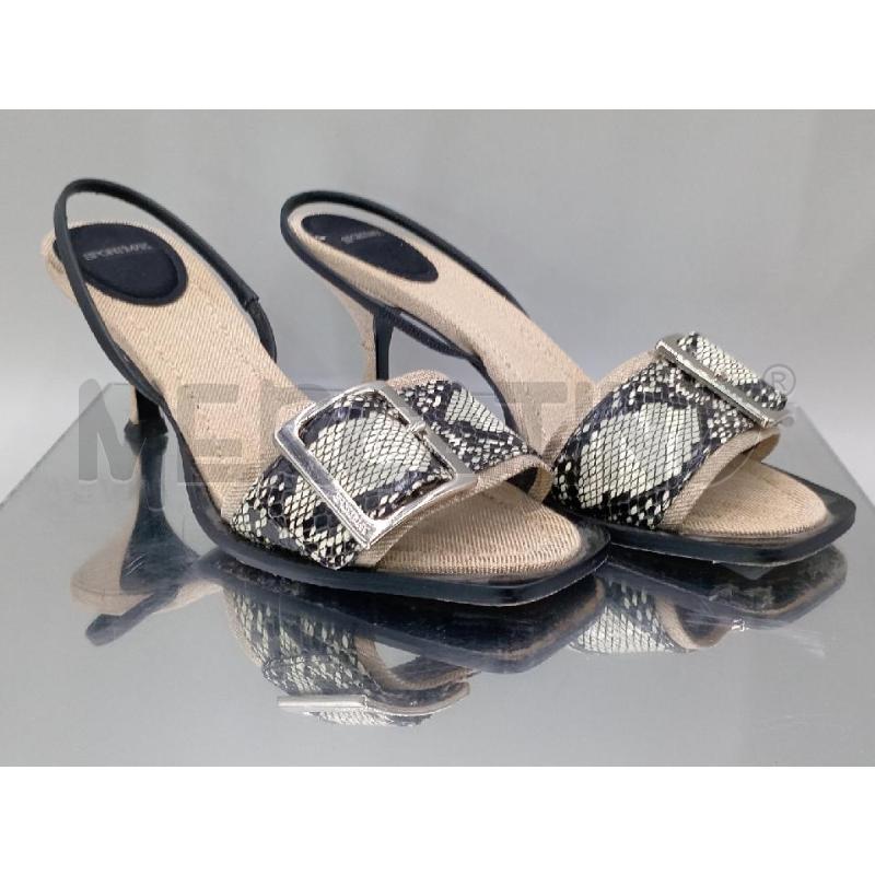SANDALI DONNA SPORTMAX MARRONE PITONATO BIANCO NERO | Mercatino dell'Usato Moncalieri bengasi 1