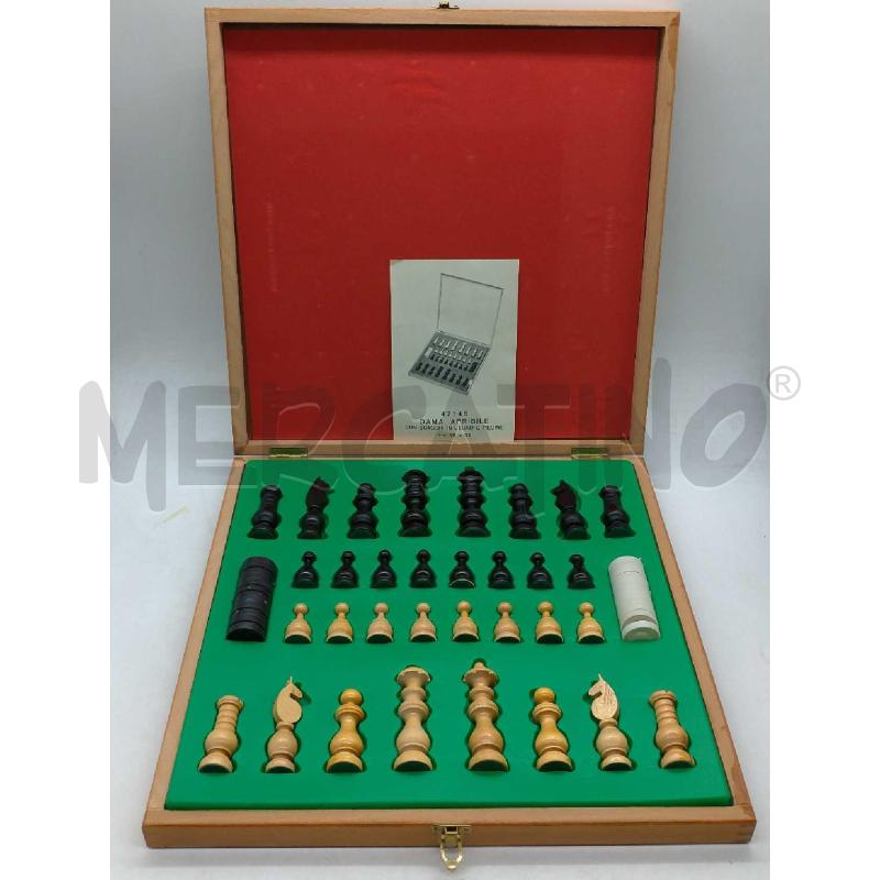 SCACCHIERA IN LEGNO CM 34X34 SCACCHI IN LEGNO PEDINE DAMA IN PLASTICA | Mercatino dell'Usato Moncalieri bengasi 1