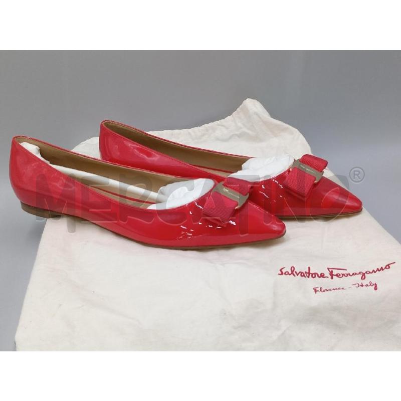 SCARPE DONNA FERRAGAMO ROSSE BALLERINE CON FIBBIA E FIOCCO | Mercatino dell'Usato Moncalieri bengasi 1