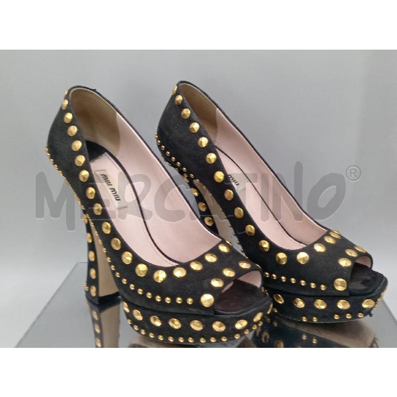 SCARPE DONNA MIU' MIU' NERE CON BORCHIE DORATE | Mercatino dell'Usato Moncalieri bengasi 1