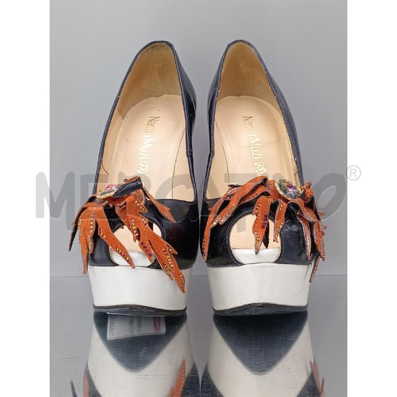 SCARPE DONNA NANDO MURZI NERA CON FIORE ARANCIONE  | Mercatino dell'Usato Moncalieri bengasi 2