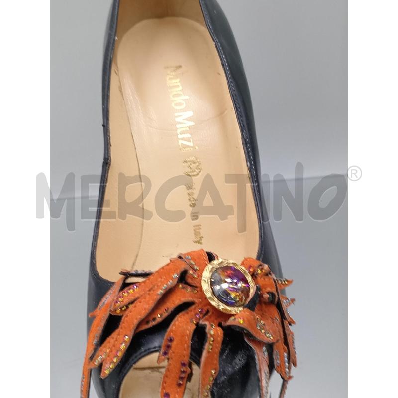 SCARPE DONNA NANDO MURZI NERA CON FIORE ARANCIONE  | Mercatino dell'Usato Moncalieri bengasi 5