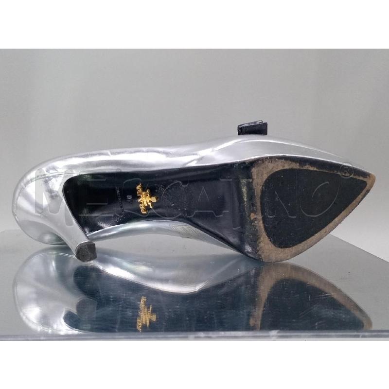 SCARPE DONNA PRADA GRIGE ARGENTO CON FIOCCO NERO | Mercatino dell'Usato Moncalieri bengasi 4
