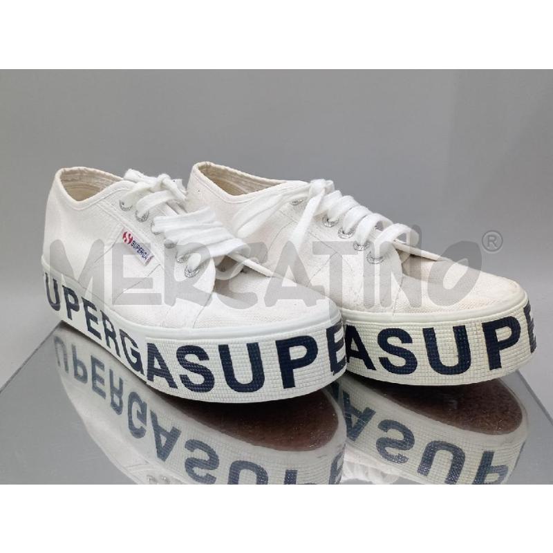 SCARPE DONNA SUPERGA BIANCA CON ZEPPA SCRITTA NERA  | Mercatino dell'Usato Moncalieri bengasi 1