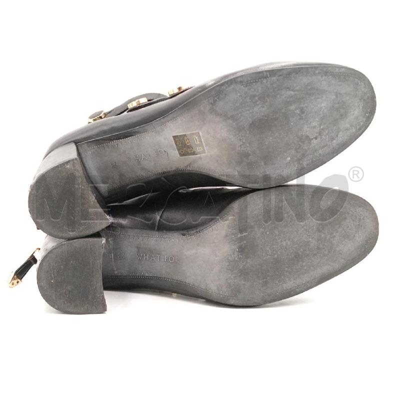 SCARPE DONNA WHAT FOR NERE CONLACCI E BOTTONI DORATI TACCO | Mercatino dell'Usato Moncalieri bengasi 2