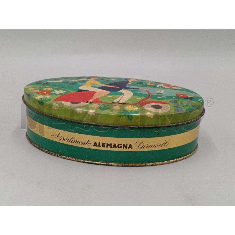 SCATOLA LATTA VINTAGE CARAMELLE ALEMAGNA C/DECORO VESPA  | Mercatino dell'Usato Moncalieri bengasi 1