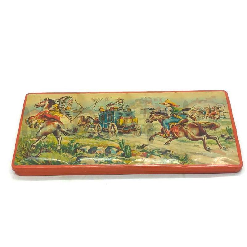 SCATOLA LATTA  ACQUARELLI VINTAGE MID CENTURY WESTERN GERMANY SCENA WEST | Mercatino dell'Usato Moncalieri bengasi 1
