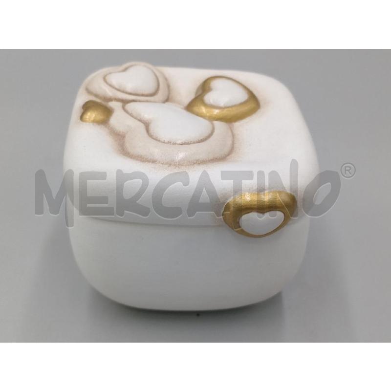 SCATOLETTA CERAMICA THUN BIANCA C/LAVORAZIONE CUORICINI DORATI  | Mercatino dell'Usato Moncalieri bengasi 2