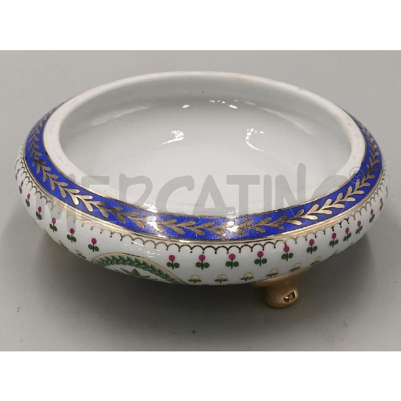 SCATOLETTA PORCELLANA BIANCA C/DECORAZIONE DORATA/BLU FLOREALE  | Mercatino dell'Usato Moncalieri bengasi 3