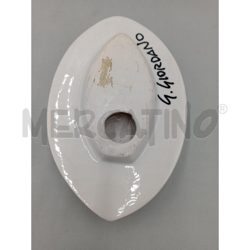SCULTURA CERAMICA G.GIORDANO FORMA FOGLIA BIANCA C/DECORO NERO  | Mercatino dell'Usato Moncalieri bengasi 2