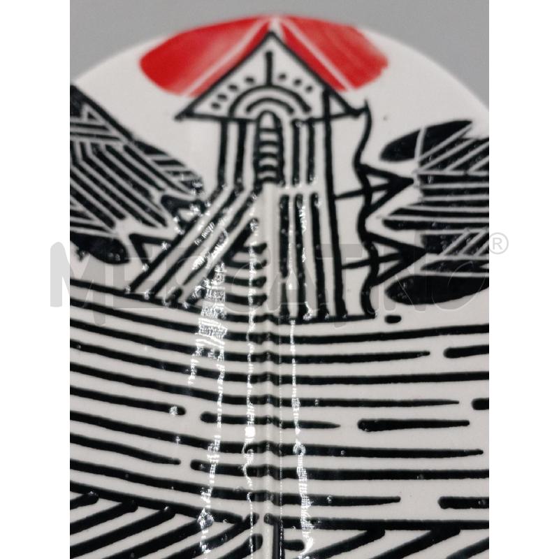 SCULTURA CERAMICA G.GIORDANO FORMA FOGLIA BIANCA C/DECORO NERO  | Mercatino dell'Usato Moncalieri bengasi 5