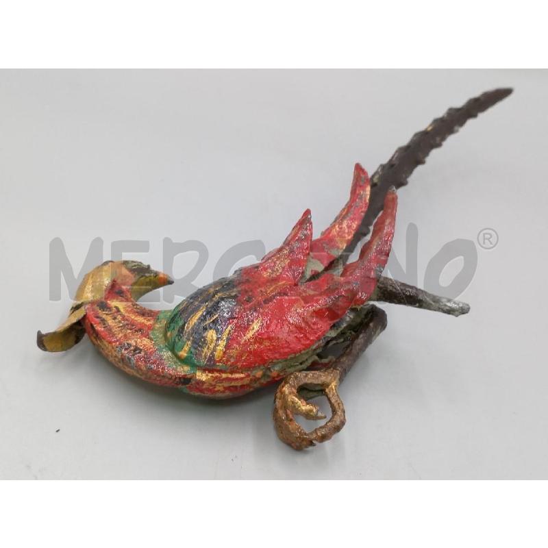 SCULTURA FAGIANO FERRO BATTUTO DIPINTO MANCANTE DI UNA ZAMPETTA  | Mercatino dell'Usato Moncalieri bengasi 1