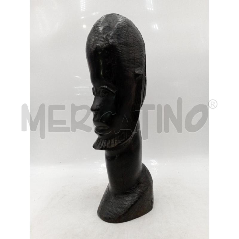 SCULTURA LEGNO ETNICA TESTA UOMO BARBUTO  | Mercatino dell'Usato Moncalieri bengasi 1