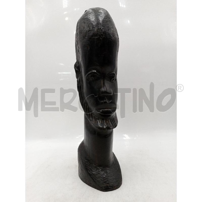 SCULTURA LEGNO ETNICA TESTA UOMO BARBUTO  | Mercatino dell'Usato Moncalieri bengasi 2