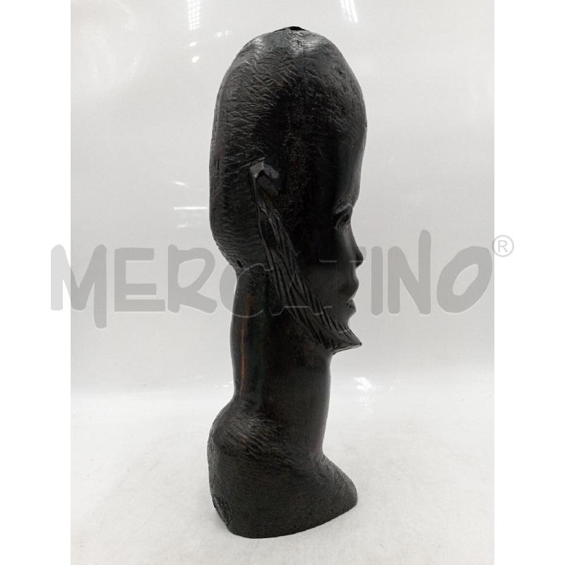 SCULTURA LEGNO ETNICA TESTA UOMO BARBUTO  | Mercatino dell'Usato Moncalieri bengasi 3