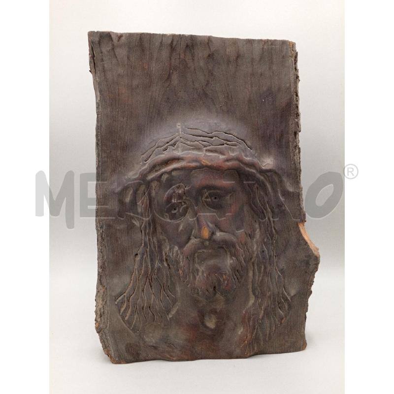 SCULTURA LEGNO SCOLPITA RAFFIGURANTE VOLTO CRISTO SOFFERENTE  | Mercatino dell'Usato Moncalieri bengasi 1