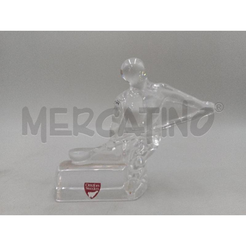 SCULTURA ORREFORS SWEDEN PERSONAGGIO C/BASTONE  | Mercatino dell'Usato Moncalieri bengasi 1