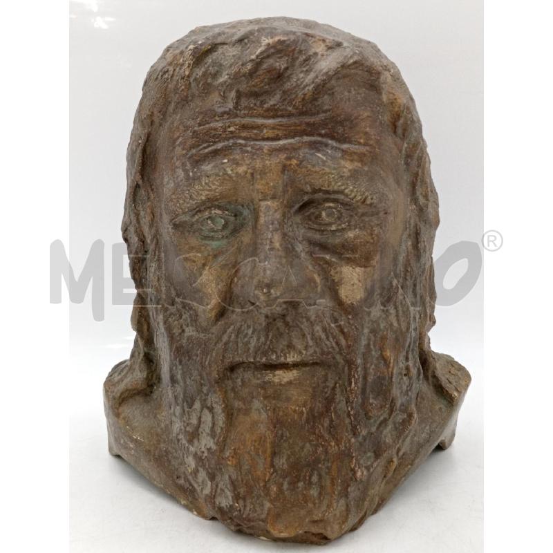 SCULTURA TESTA UOMO BARBUTO TRISTE DORATO C/FIRMA INTERNA  | Mercatino dell'Usato Moncalieri bengasi 1