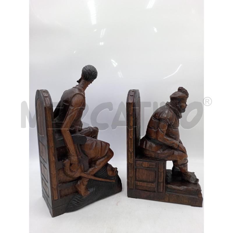 SCULTURE LEGNO FERMALIBRI DON CHISCIOTTE E SANCIO PANZA SCOLPITI  | Mercatino dell'Usato Moncalieri bengasi 4