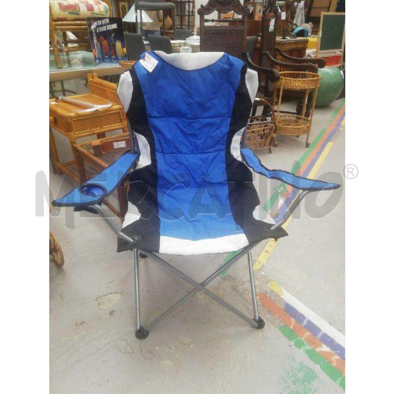 SEDIA PIEGHEVOLE DA PESCATORE STOFFA BLU E BIANCA | Mercatino dell'Usato Moncalieri bengasi 1