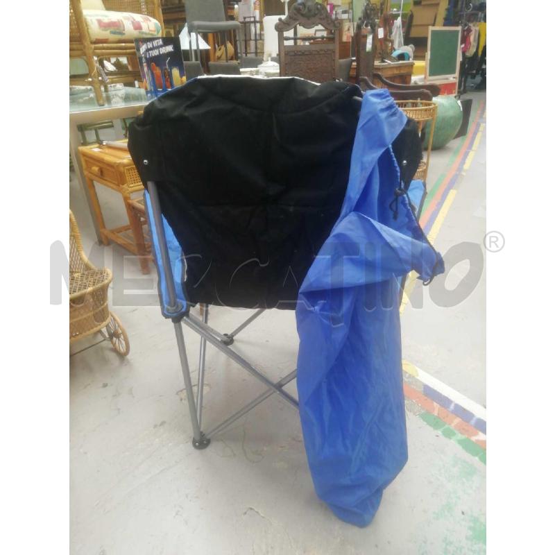 SEDIA PIEGHEVOLE DA PESCATORE STOFFA BLU E BIANCA | Mercatino dell'Usato Moncalieri bengasi 3