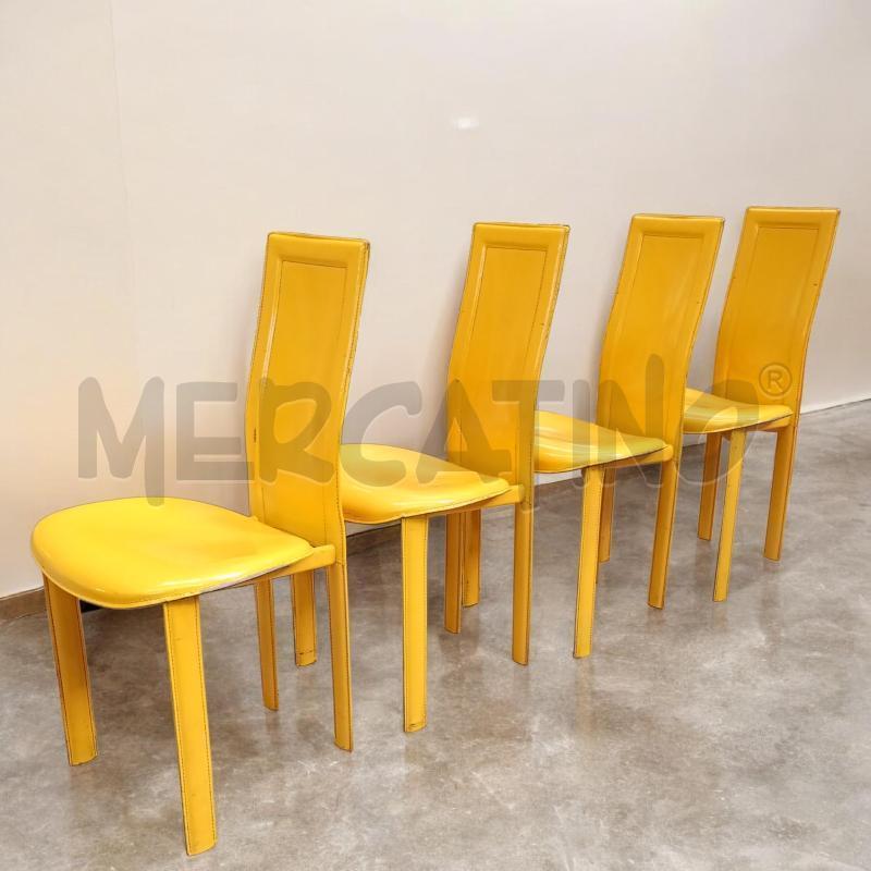 SEDIE PZ. 4 CATTELAN ITALIA FODERA PELLE GIALLA  | Mercatino dell'Usato Moncalieri bengasi 2
