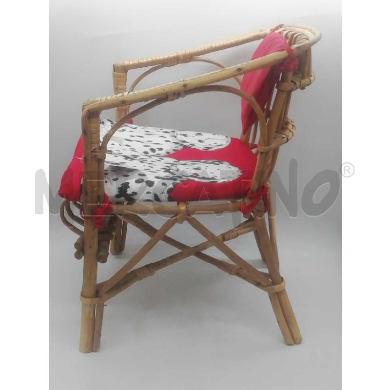 SEDIOLINA BAMBOO VIMINI SEDUTA DALMATA ROSSA | Mercatino dell'Usato Moncalieri bengasi 2