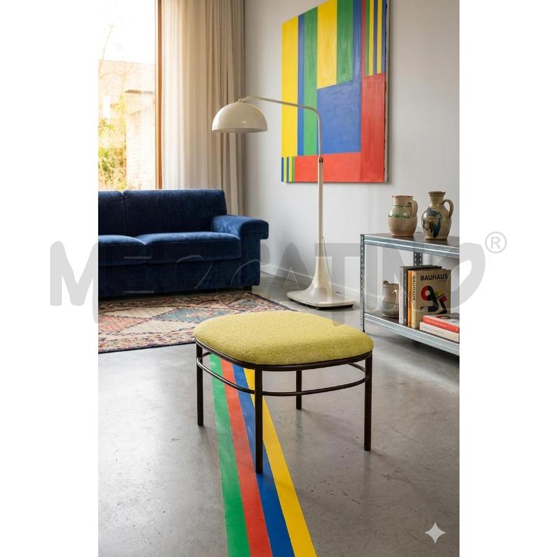 SGABELLO / POGGIAPIEDI DI DESIGN AGAMI SEDUTA IN SCHIUMA RIVESTIMENTO IN TESSUTO VERDE PISTACCHIO | Mercatino dell'Usato Moncalieri bengasi 1